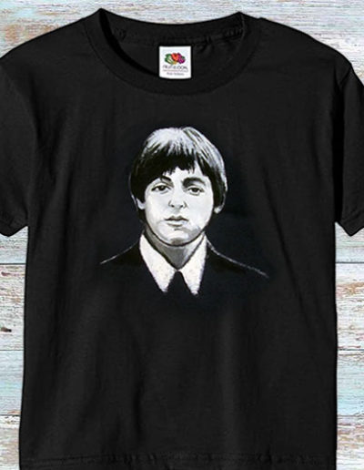 T-shirt nera fatta a mano con Paul McCartney