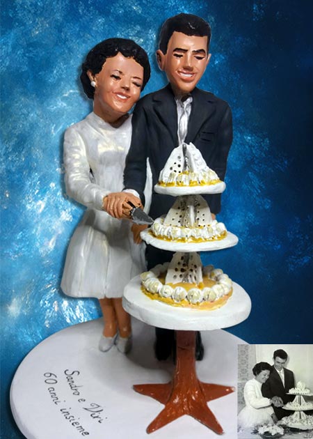 Decorazione torta nuziale sposini, per anniversario nozze d'oro