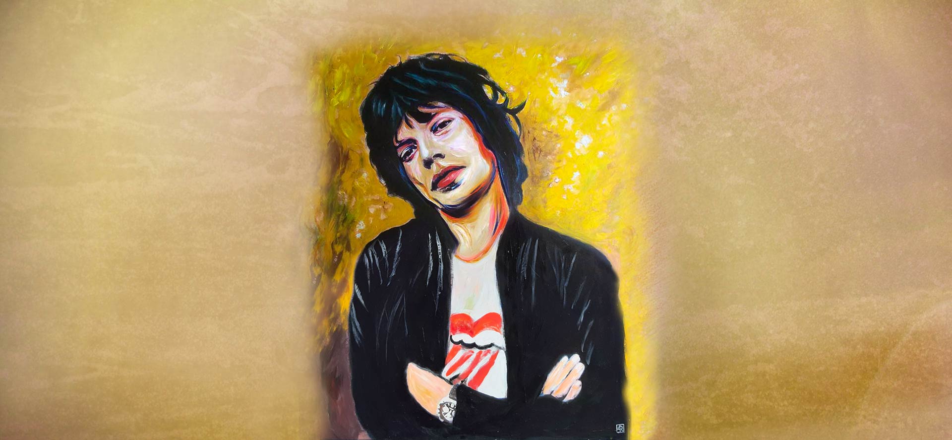 Ritratto ad acrilico di Mick Jagger
